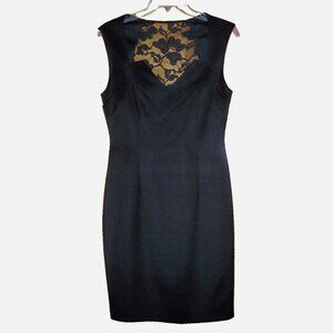 Connected Petite Black Midi Sheath Dress Lace Back 8 Petite 8P NWT Brand New